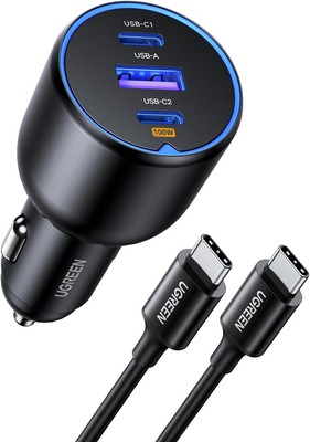 UGREEN 130W USB C Car Charger, PD 100W +PD 30W Type C Charger Black 