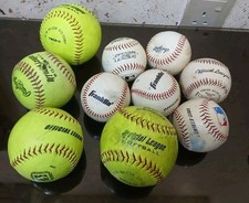 Lot of 10 Used Baseballs, Softballs, Rawlings, Franklin, Official League Ball