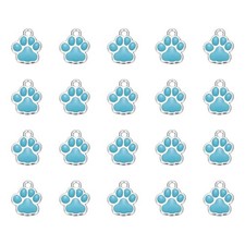 20Pcs Enamel Paw Print Charm Dog Paw Footprint Charms Metal Blue/White