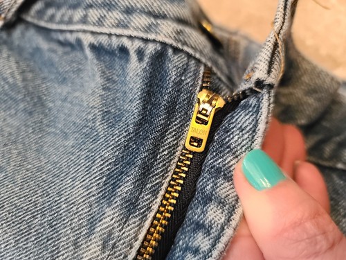 VTG Distressed Double Knee KEY USA Denim Work Pants Jeans 40x28.5" Patches Worn - Picture 10 of 24
