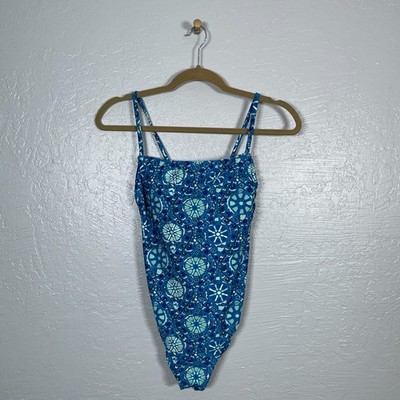 Rhode x Target Women S Blue Zinnia Floral Print One Piece Swimsuit Tie Straps