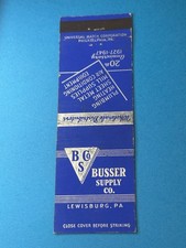 Vintage Matchbook Cover Busser Supply Co Lewisburg, Pennsylvania MB144