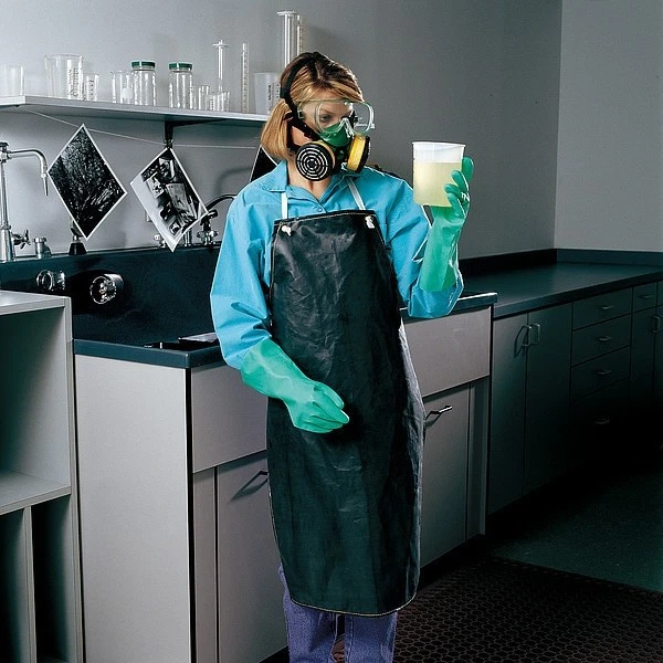 Delantal babero Ansell 56-512 Alphatec, nitrilo, 19 mil de grosor, longitud de la espinilla, lazo Foto 4 de 4