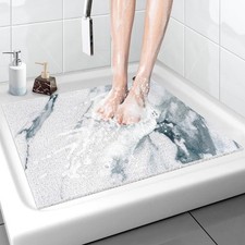 Shower Mat Non Slip - 24x24 Inch Soft Comfort Bath Mat with Drainage Holes, P...