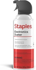 Staples Compressed Air Duster 10 oz Can for Electronics Keyboards and Computers