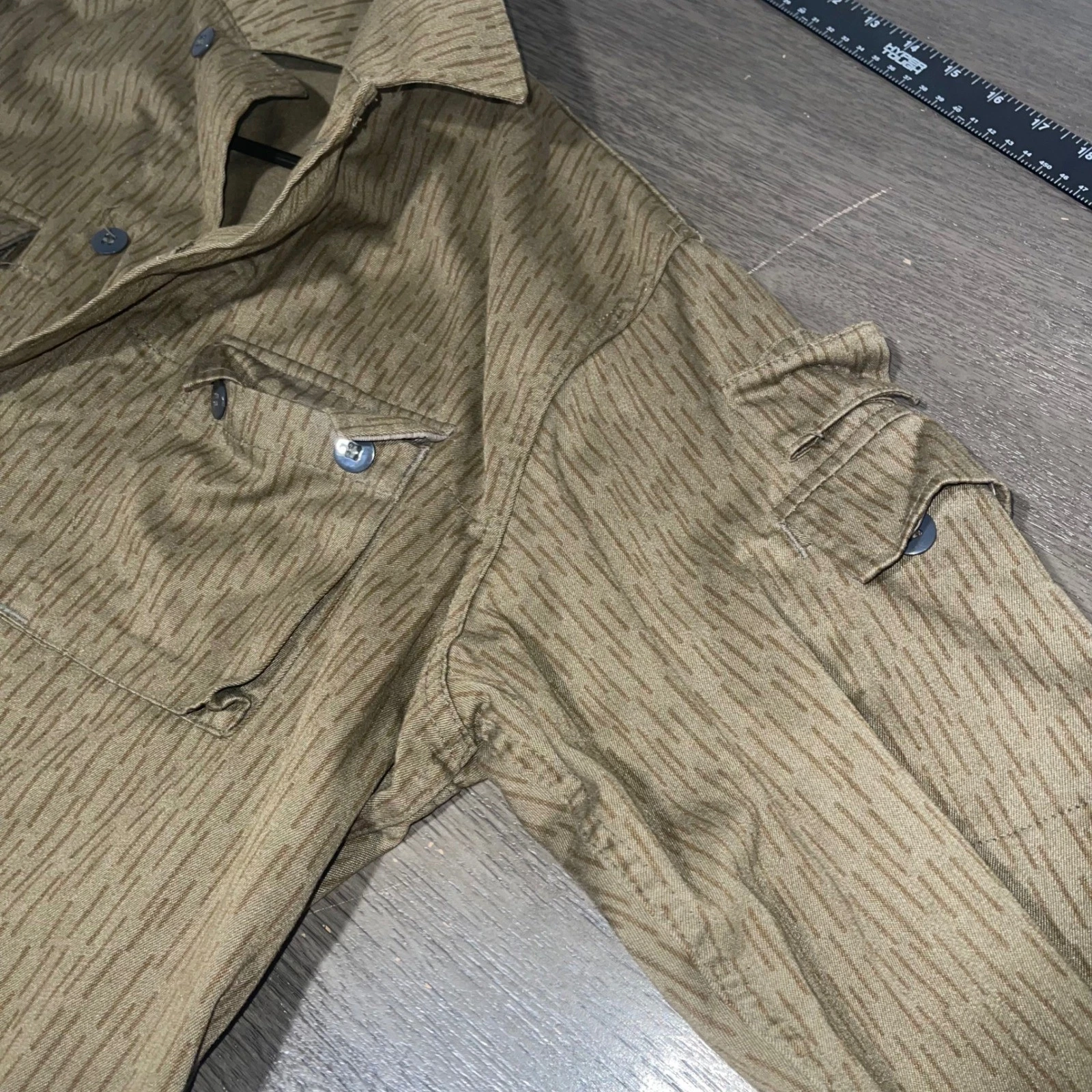 East German NVA Mens g 52 Brown Strichtarn Rain Camo Military Field Jacket - product detail image 10