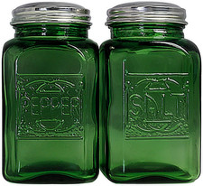 Vintage Salt and Pepper Shakers (Green, Large) Rectangular