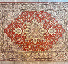 Traditional Oriental Area Rug Rectangle Red Beige Cream Pattern Fringe