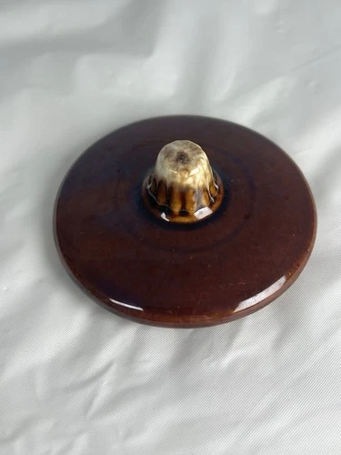 3" Lid Hull Pottery Brown Drip for Bean Pot Crock Lid Oven Proof USA NO pot