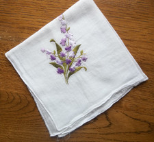 Pretty Vintage Embroidered Floral Hankie