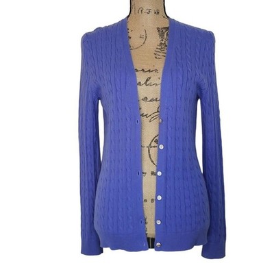 Lands' End Women's Periwinkle Blue Cardigan Sweater, Small, EUC