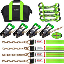 8 Point Roll Back Vehicle Tie Down Straps Kit 2 x 16 Heavy Duty Car