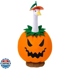 Vellibring Halloween Pumpkin Goose Outfit for 23" Porch Goose Cloths, Cement 