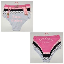 JUICY COUTURE 5 Pack Women's S M XL Cotton Logo Panties Pink Black White Blue