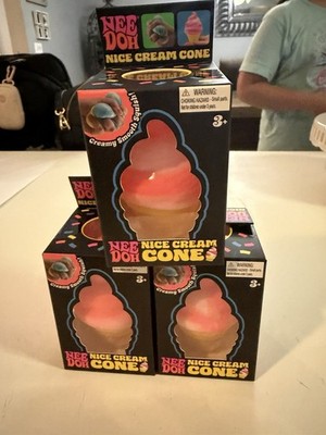 1 Nee Doh Nice Cream Cone Squeeze Toy, color Pink/Tan