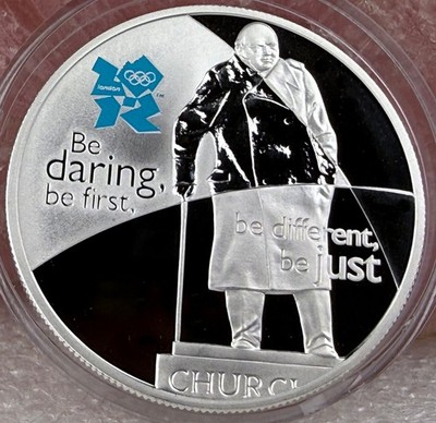 Großbritannien 5 Pfund 2010 Silber PP Olympia Churchill Be daring be first just
