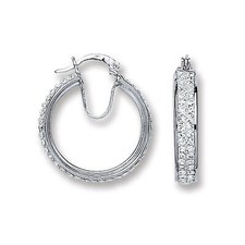 Silver Hoop Earrings Creole Sterling Silver Hoops 23mm Rhodium Plated