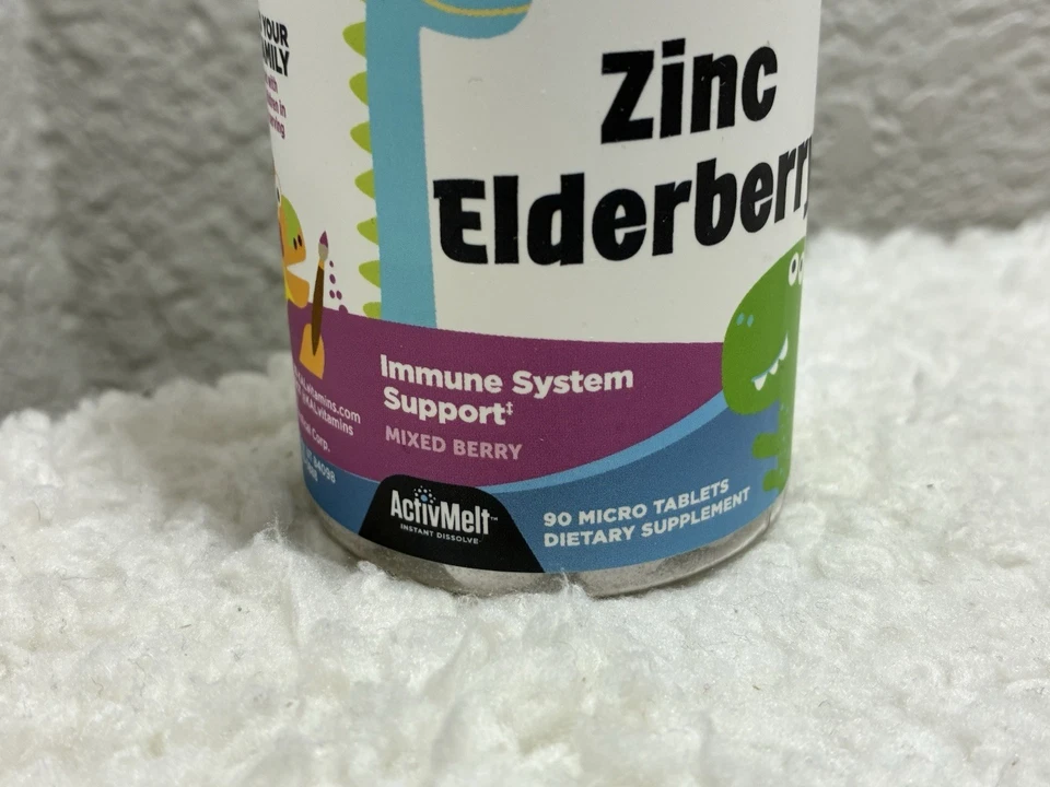 Dinosaurs®, saúco de zinc, baya mixta, 90 micro comprimidos exp. 10/25 ~ Inmune ~ Foto 3 de 4