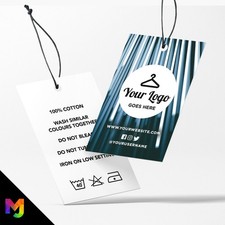 Custom Clothing Swing Tags Cards Printing | Black Blue Striped Abstract Design
