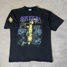 Vintage 1993 Sepultura Chaos AD Band Tour T Shirt 90s Thrash Metal