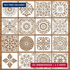 16 Pcs Mandala Stencils, 6x6 Inch Reusable Painting Templates for DIY Craft  Pe
