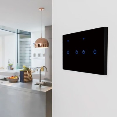Smart Home Touch Switch Black Design Voice & Remote Control WiFi Enabled