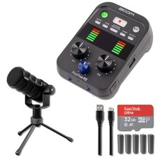 Zoom PodTrak P2 USB Mic Recorder with Rode PodMic USB Podcast Setup