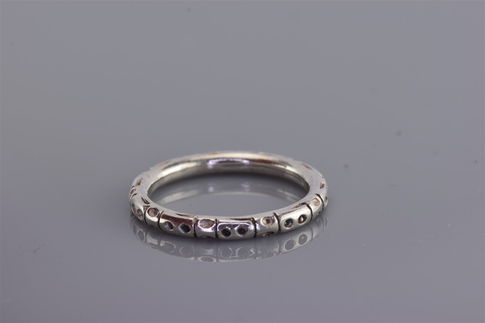 Sterling Silver Stackable Rounded Offset Dimples … - image 3