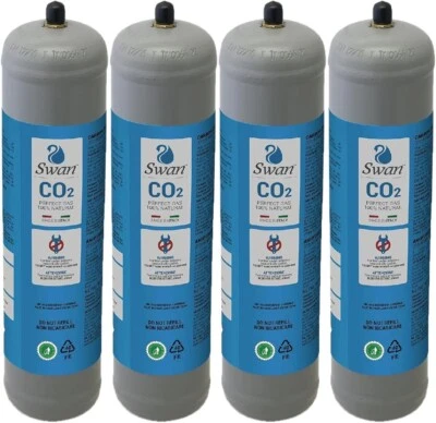 SWAN BOMBOLA CO2 600gr USA E GETTA RICAMBIO PER REFRIGERATORI GASATORI ACQUA 4 PZ
