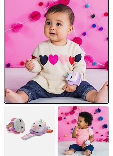 Bright Starts Rattle & Teether Wrist Pals Toy - Unicorn & Llama Flower NWT - Picture 4 of 4