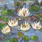 T399# 3 x Single Paper Napkins For Decoupage Painted Water Lily Lake Nelumbo