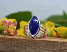 Blauer Lapis Lazuli Edelstein 925 Sterling Silber Handgemachter Ring Alle Größen