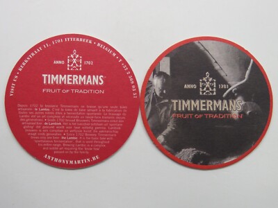Beer Coaster ~ JOHN MARTIN Brewery Timmermans Fruit Bier ~ Itterbeek, Belgium