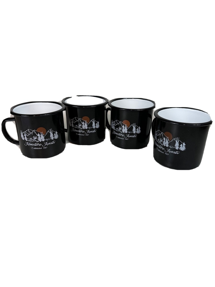 4 Blue Metal Coffee Cups Adventure Awaits Ozark Trail Outdoor Equipment 17  oz | eBay