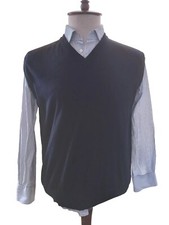 Mens Paul  Shark Vest Waistcoat Knit Wool Dark Blue Size XL Made in Italy