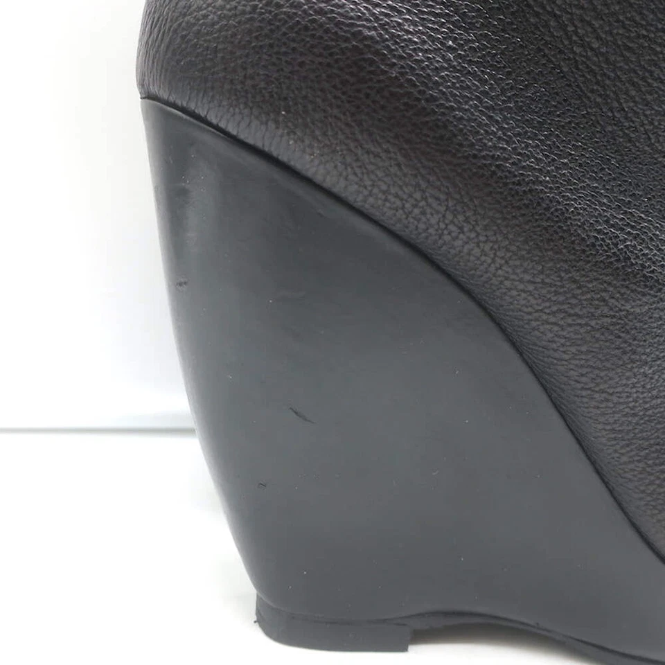 Botines Balenciaga Plataforma Plegable Cuña Cuero Granulado Negro Talla 41 Foto 3 de 4