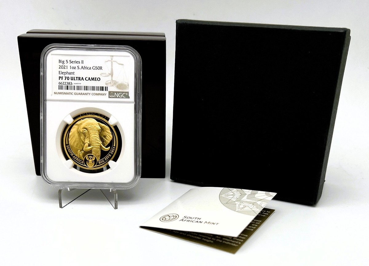 South Africa 2021 50 Rand Big Five Series II ELEPHANT 1 oz Gold