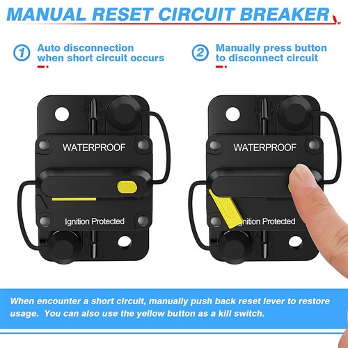 80 AMP Leitungsschutzschalter mit manuellem Reset für Auto Audio RV Marine Wasserdicht - Bild 6 von 13