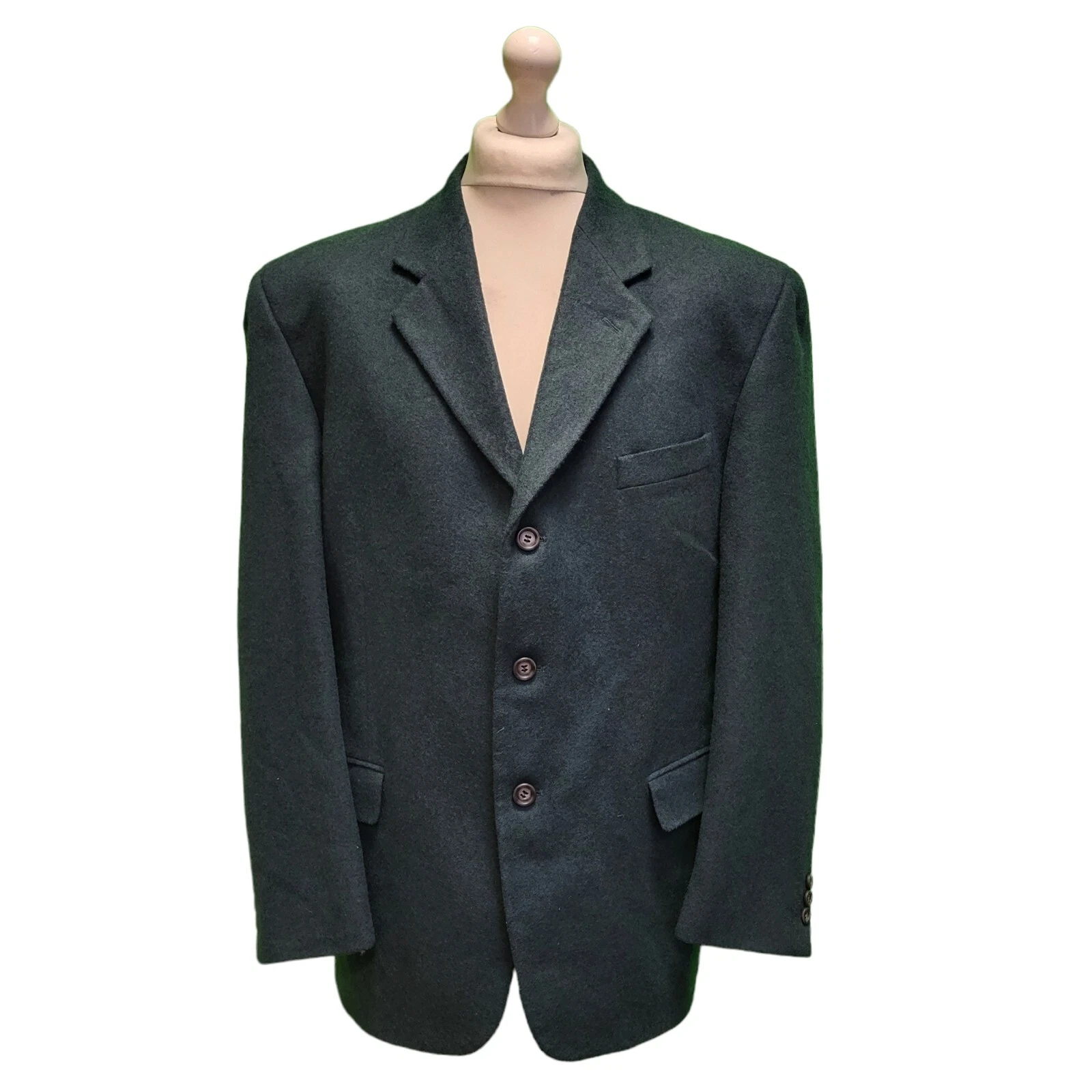 D160 MENS VINTAGE DEBENHAMS GREEN WOOL BLAZER SUIT JACKET UK L 42" EU 52