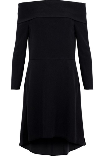 THEORY Navy Blue Kensington Off Shoulder Fold Over Stretch Crepe A-Line Skirt 4 - Picture 5 of 10