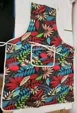 Printed Cotton Kitchen Apron with pocket, approx. 21" x 28", COLORFUL LEAVES