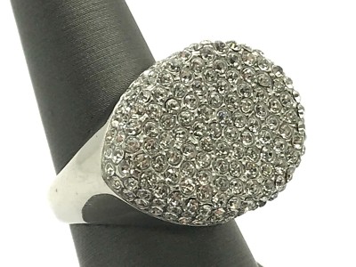 Sterling Silver 925 Elevated CZ Cluster Diagonal Wedge Chunky Statement Ring 7