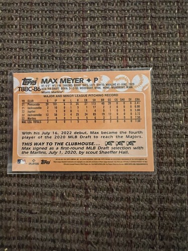 2023 Topps Series 1 Max Meyer #T88C-86 Silver Pack Mojo Rookie Card RC - Picture 2 of 2