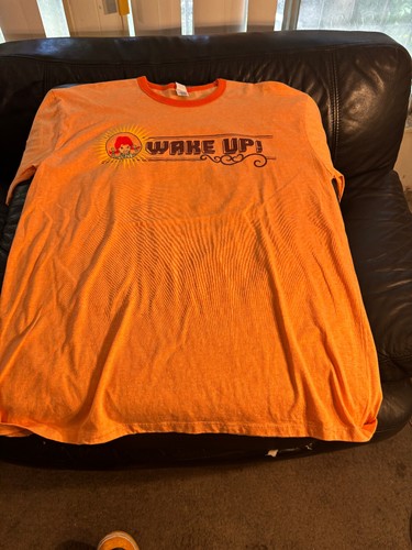 Wendy's Restaurant Despertar Desayuno T XL Naranja Como Nuevo Cuello Manga Anillada - Imagen 2 de 3