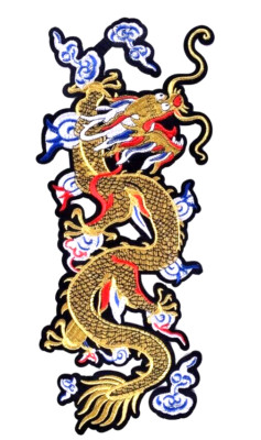 Chinesischer Drache Aufnäher 40 cm x 17 cm Rücken bestickt Bügelbild Kampfsport