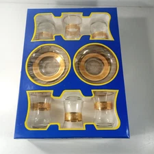 Coskun KRISTAL, Turkish 12 Piece Crystal Tea Glass Set 12Kt Gold