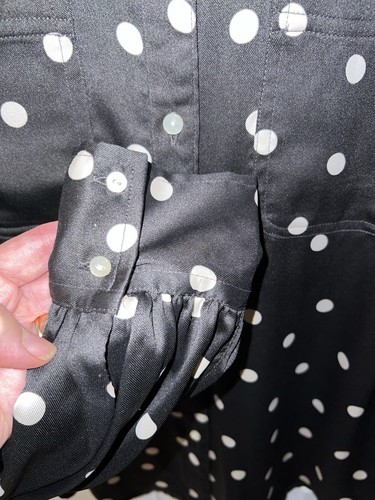 CHAPS Ralph Lauren Shirt Womens L Button Down Polka Dot Blouse Satin Corpcore - Picture 3 of 9