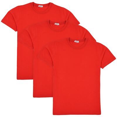 Jungen Mädchen Packung 3 Pe Schule T-Shirts Unirot Sommer Weich Feel Top 2-13