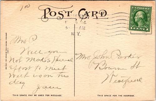 Antique Postcard Divided Back Rally Day Invitation School Westfield NY 1915 - Picture 2 of 2