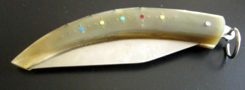 VTG RARE,BEAUTIFUL,LARGE, HAND MADE KNIFE,WITH BRASS GASKETS AND BONE HANDLE #4C - Picture 7 of 11